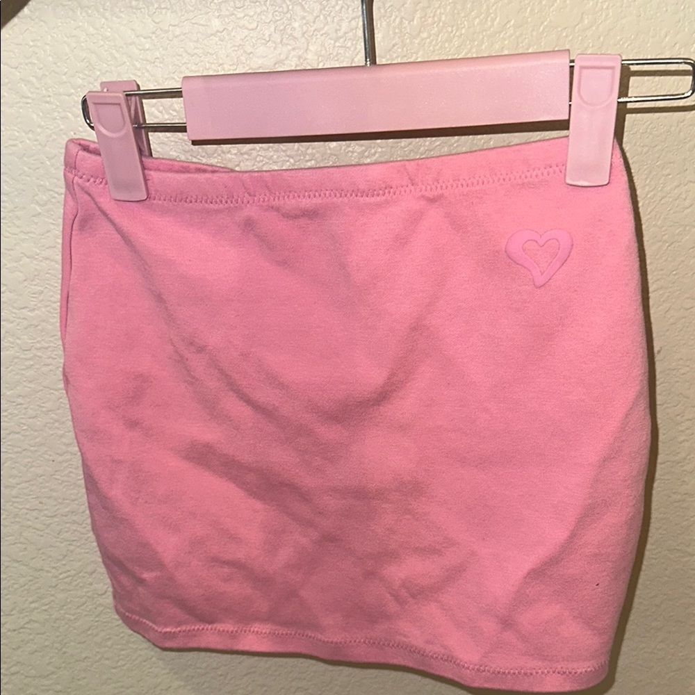 WAYDAMIN Pink Heart Embroidered Women's Skirt Set